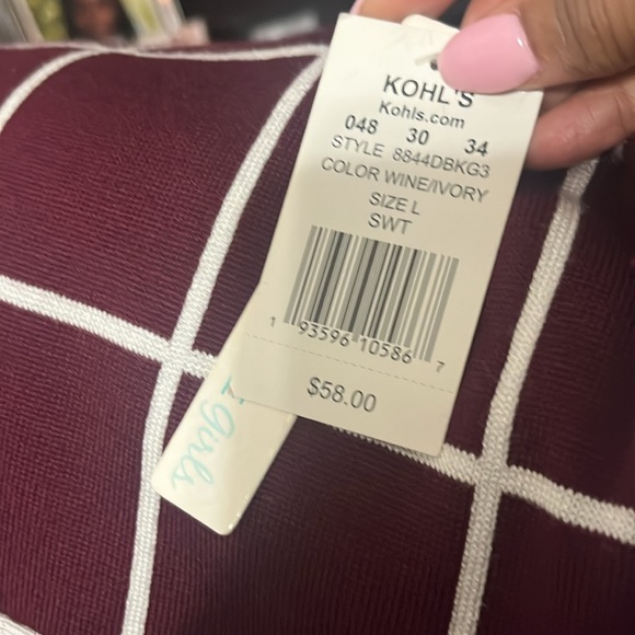 My Michelle Girls Dress Windowpane Fit Flare Size L / 14 color Wine and Ivory - Picture 10 of 16